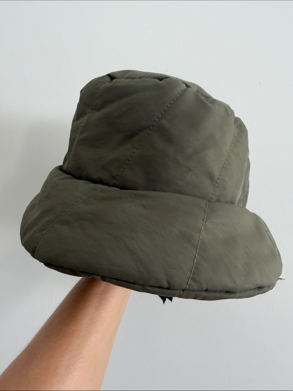 Zara Quilted Olive Green Bucket Hat